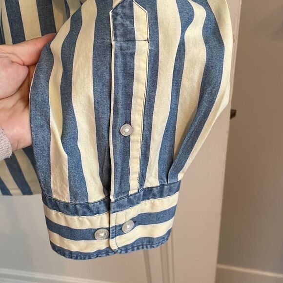Gant cream & blue vertical striped shirt - Picture 9 of 12